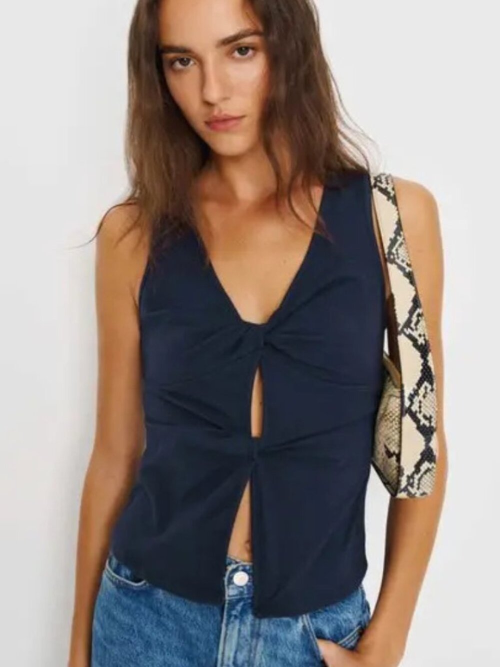 Reformation Tefi Twist Cutout Stretch Organic Cotton Tank